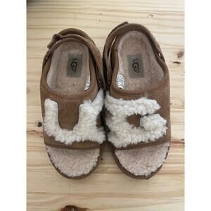 Ugg Unisex Toddler Size 12 Suede Slipper Slide Slip On Brown White